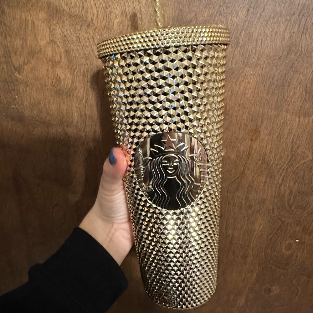 STARBUCKS HOLIDAY 2022 TUMBLER GOLD BLING COLD CUP ✨